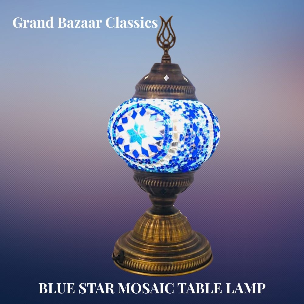 Exquisite Blue Star Mosaic Table Lamp Exquisite Blue Star Mosaic Table Lamp